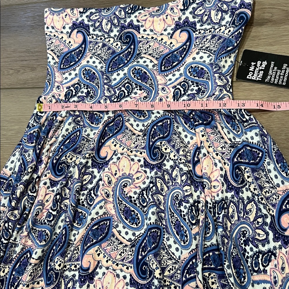 Express Paisley Asymmetrical Handkerchief Paisley Strapless Dress Size Small - Picture 6 of 14